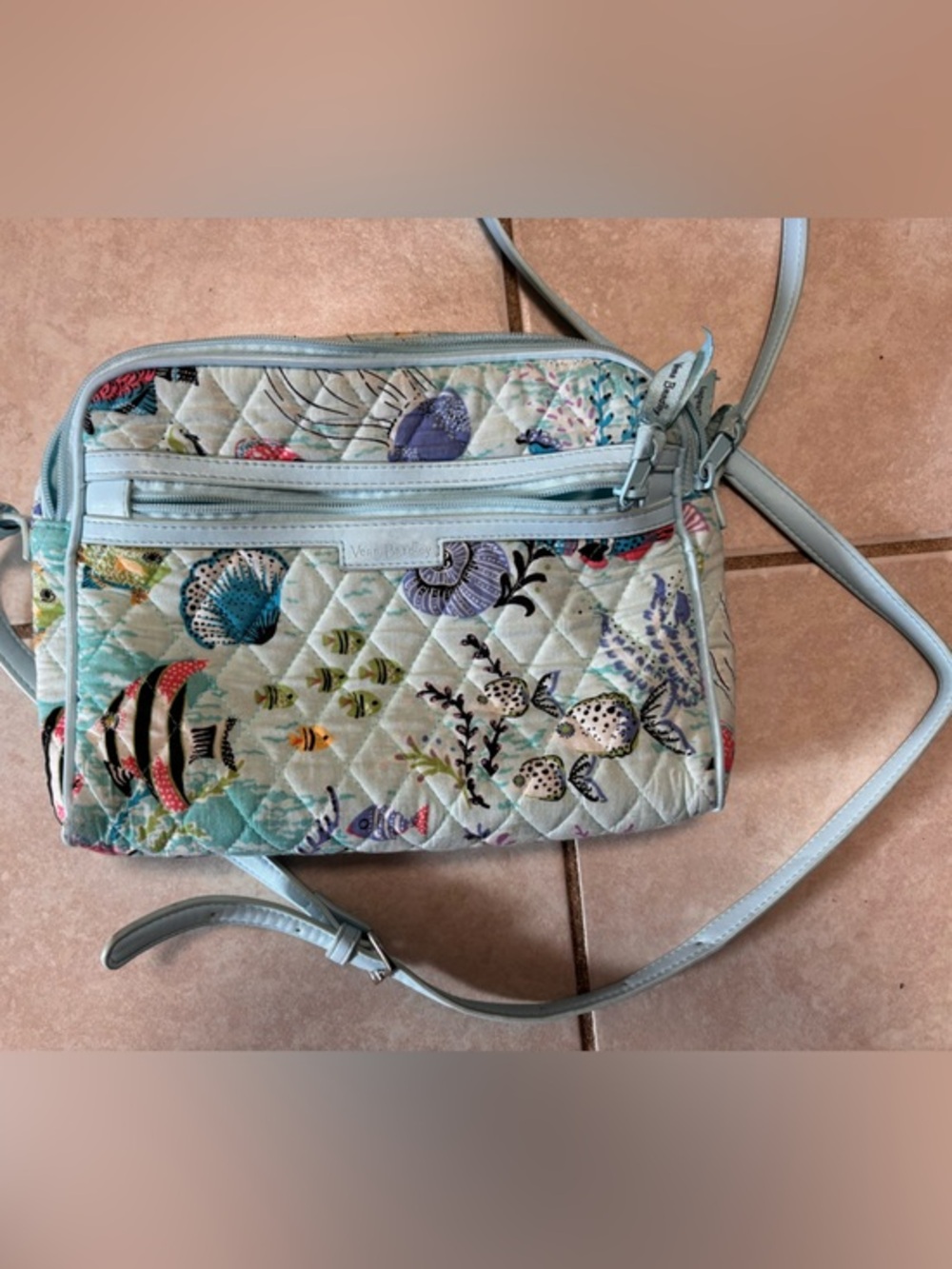 Vera Bradley Seafoam Quilted Floral & Shell Crossbody